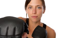 Free Woman In Gym Clothes, With Boxing Gloves, Strength Stock Photography - 5282522