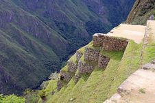 Steep Terraces In Machu Picchu Royalty Free Stock Photography