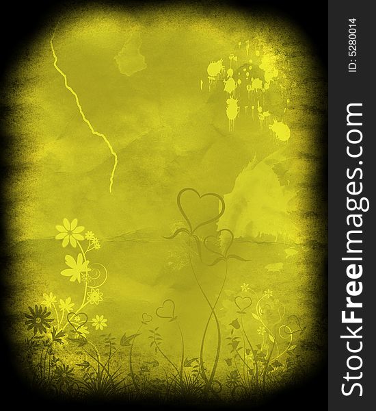 Grunge background with frame, floral,
splatter, stains. Grunge background with frame, floral,
splatter, stains