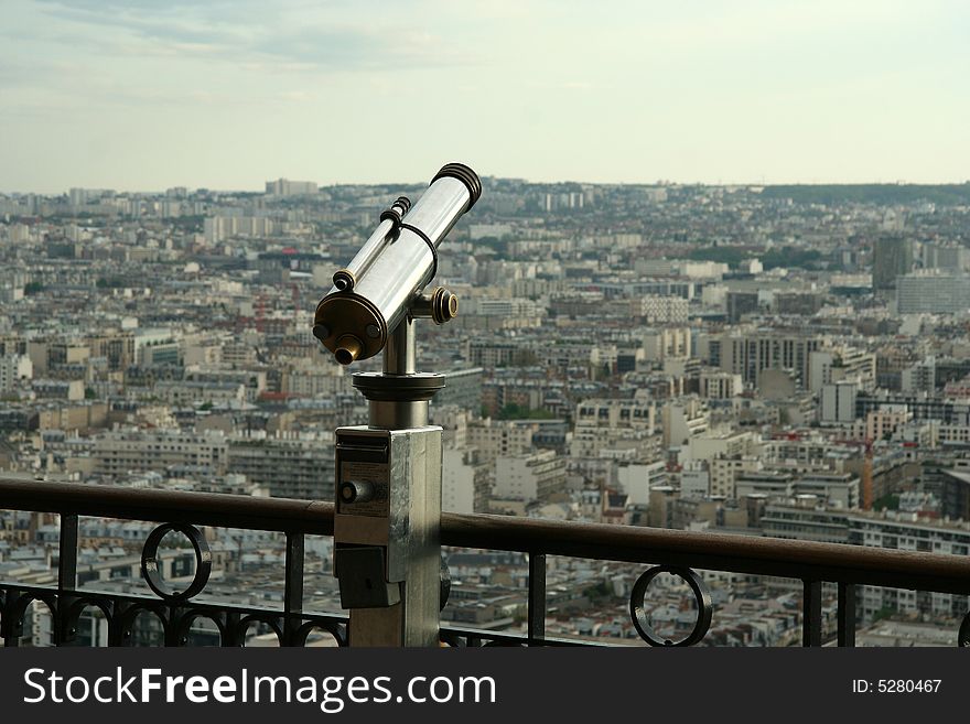 Pay Telescope on the third level of the Eiffel Tower, Paris, France. Pay Telescope on the third level of the Eiffel Tower, Paris, France