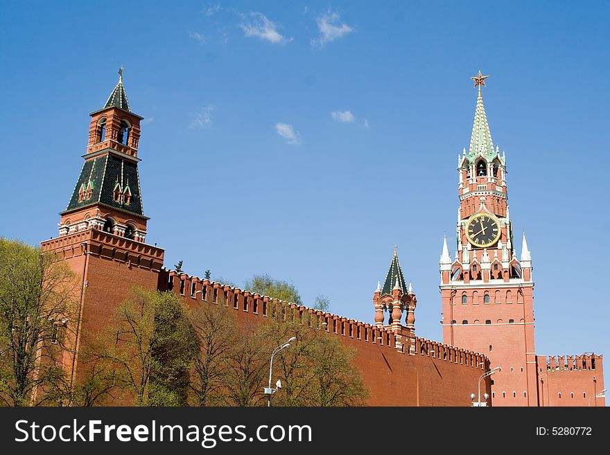 Kremlin wall with a clock
