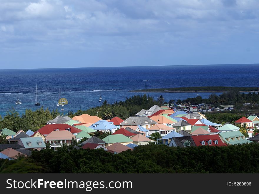 Colorful town in the saint maarten island. Colorful town in the saint maarten island