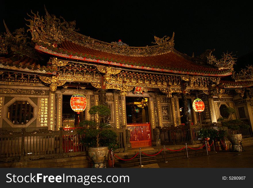 Chinese Temple Night Scene