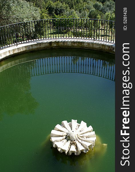 An spring pond with the closed fountain