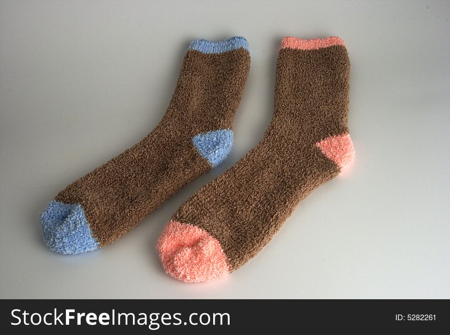 A pair of brown woolly socks. A pair of brown woolly socks.