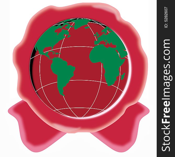 Red Seal With Globe