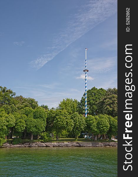 Bavarian maypole on starnberg lake