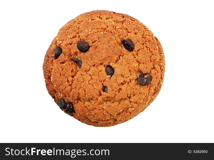 Oatmeal cookie over white background