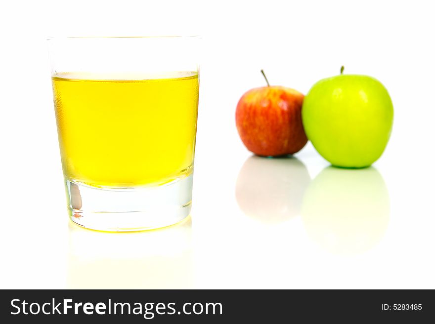 Apple juice isolated against a white background