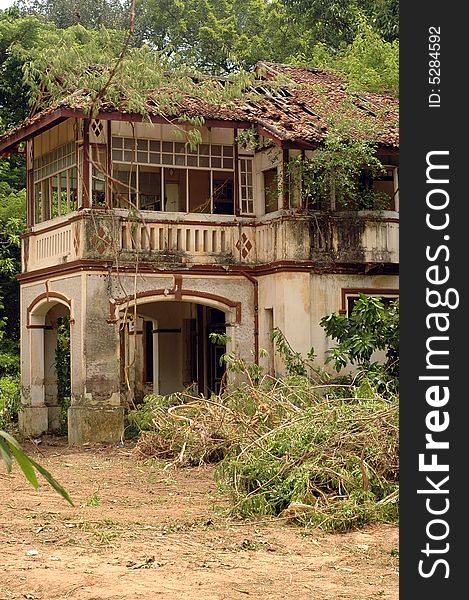 Very old and deserted empty British colonial building. Very old and deserted empty British colonial building