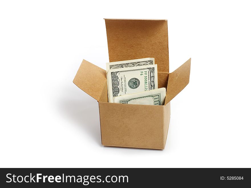 Paper box and hundred dollar