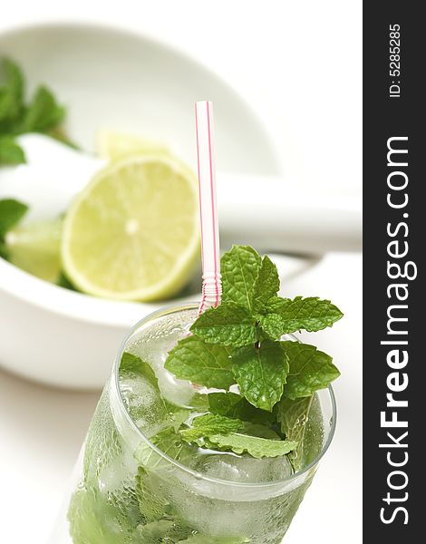 Mojito cocktail on white background