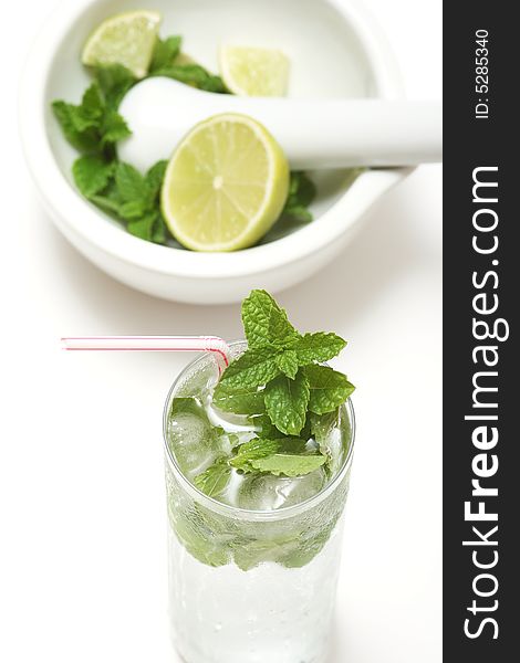 Mojito cocktail on white background