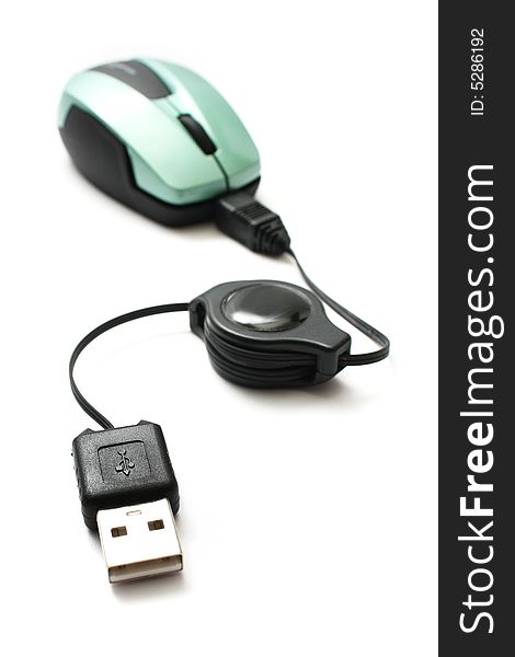 An USB cordless mouse over white background.