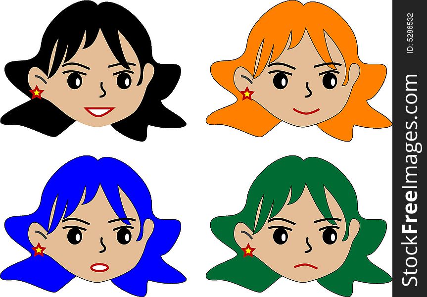 Vector illustration of different expressions. Vector illustration of different expressions