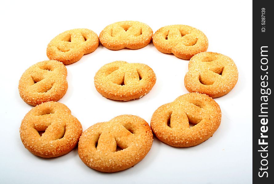 Set of tasty cookies over white background. Set of tasty cookies over white background