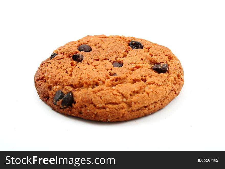 Oatmeal cookie over white background