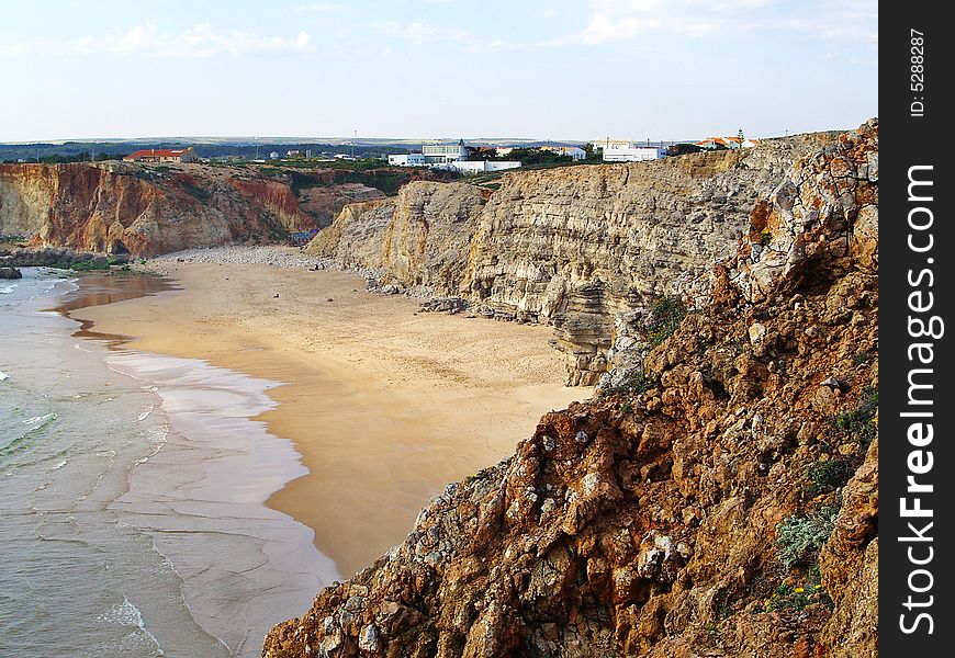Vision of the coastline in Tonel beach near Sagres, Portugal.