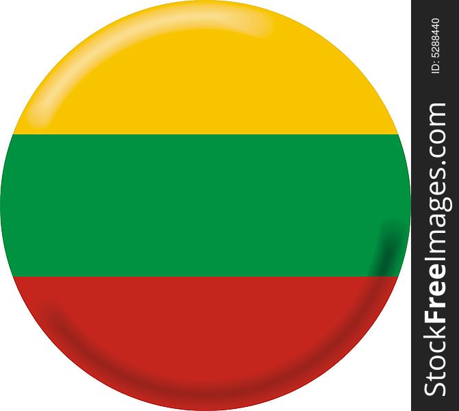 Art illustration: round medal with the flag of lithuania