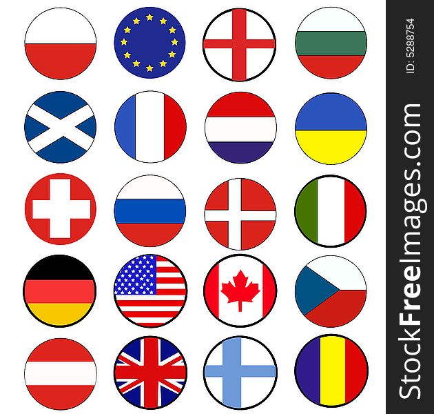 Vector flags on white background