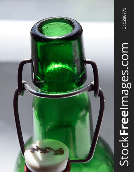 Green botlle with porcelan (china) corck. Green botlle with porcelan (china) corck