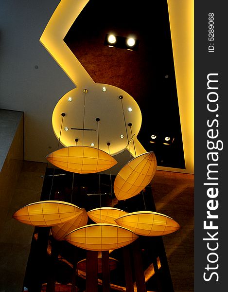 The pendant lamps in a luxury hotel.