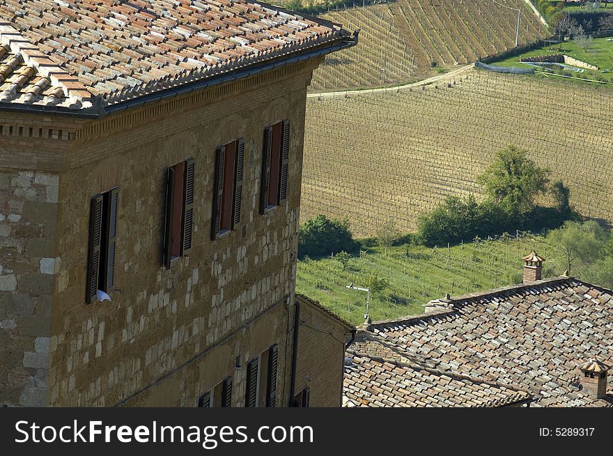 Italian Village And Surrounding Fields