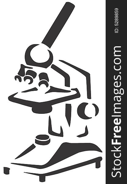 Hand drawn clip art for a microscope in black
