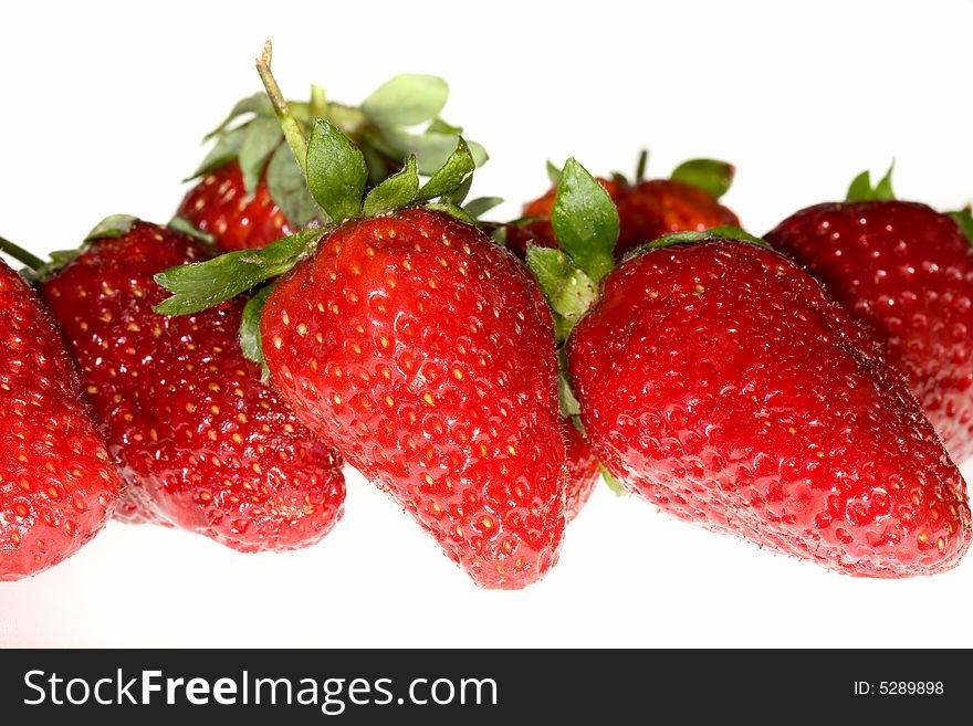 Delicious strawberries on white background