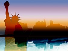 New York Skyline Silhouette Royalty Free Stock Photography