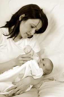 Mom And Little Baby Girl Stock Photos