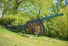 Old War Cannon On The Field Royalty Free Stock Photo