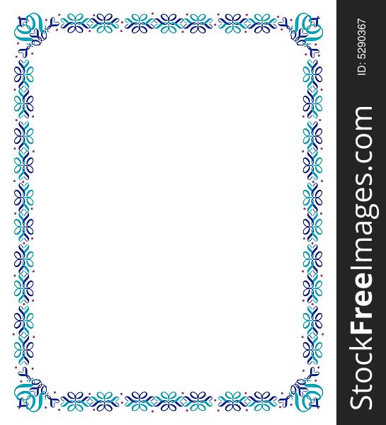 Blue and lilac vector ornamental frame