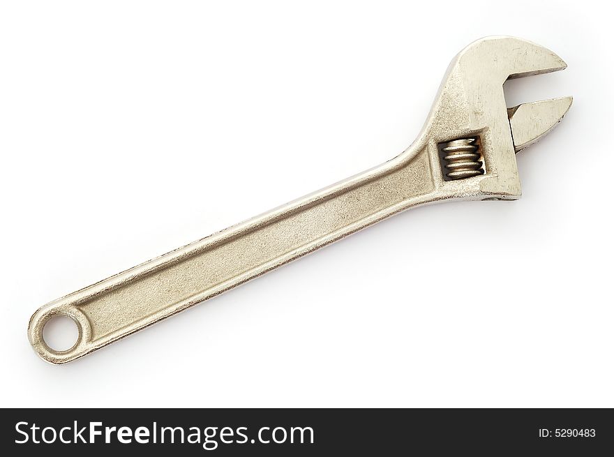 Adjustable spanner on the white background. Adjustable spanner on the white background.