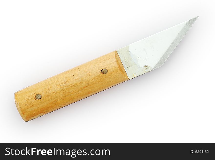 Sharp furrier's knife with wooden hand. Sharp furrier's knife with wooden hand.