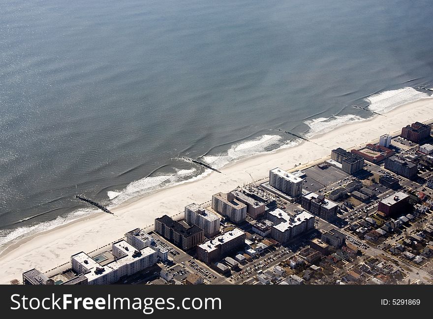 Aerial City View from Plane of Long Beach, New York