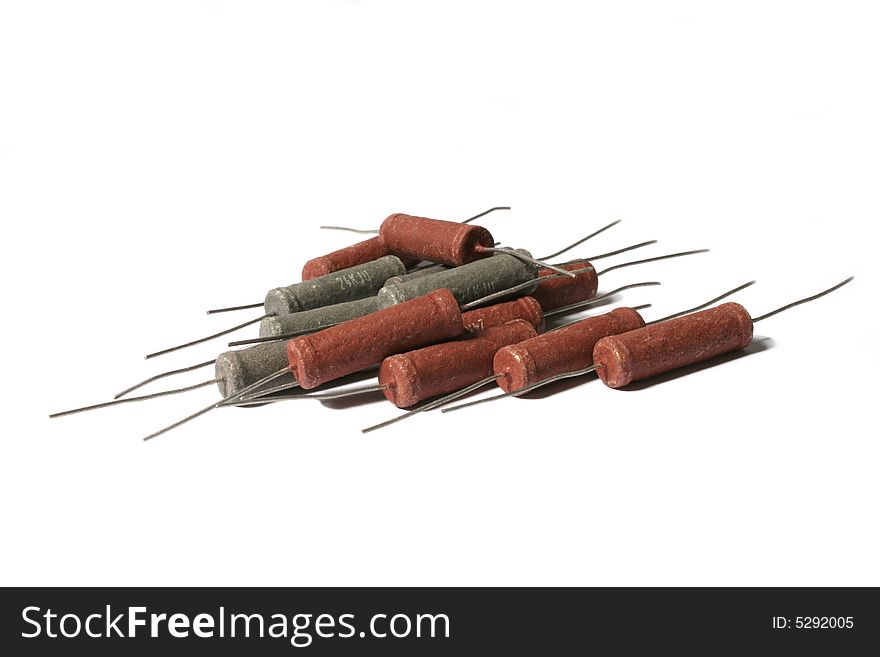 Lots of big resistors isolated on white