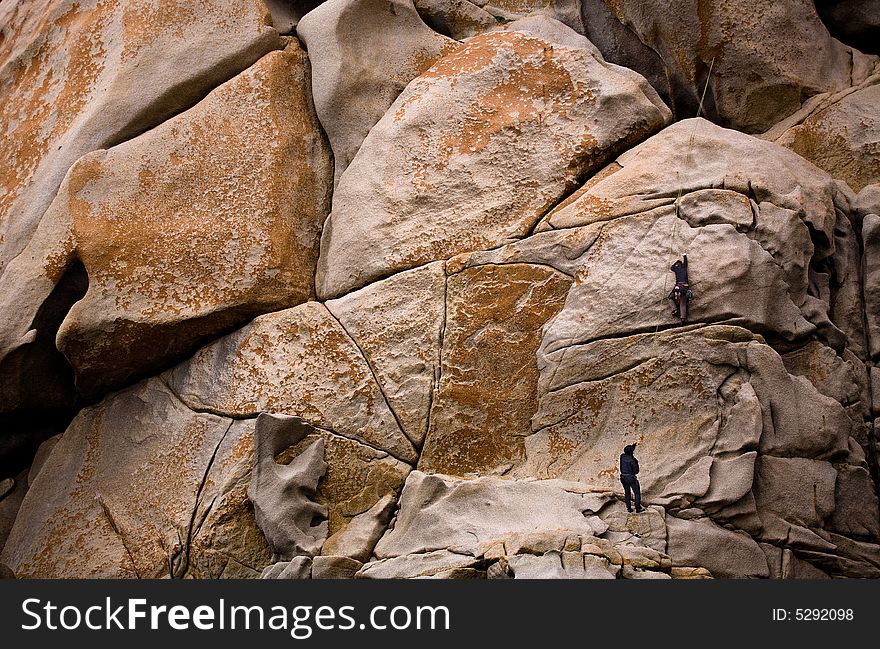 Rock Climbers on the Giant Wall. Rock Climbers on the Giant Wall