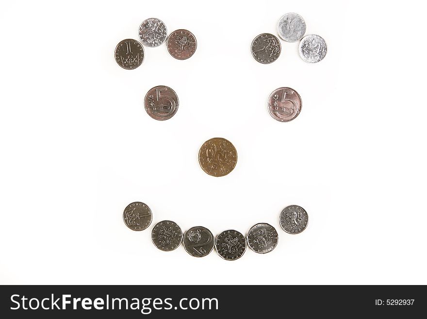 Smile made of coins (isolated on white background). Smile made of coins (isolated on white background)