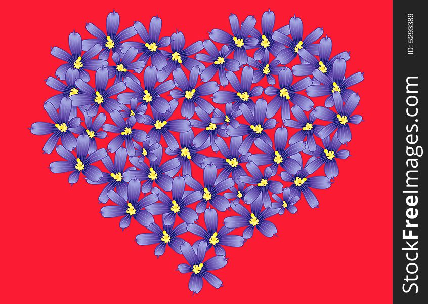 Violet flowers heart red carpet