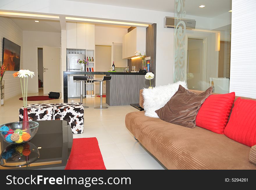 A view of a beautifully decorated apartment. A view of a beautifully decorated apartment