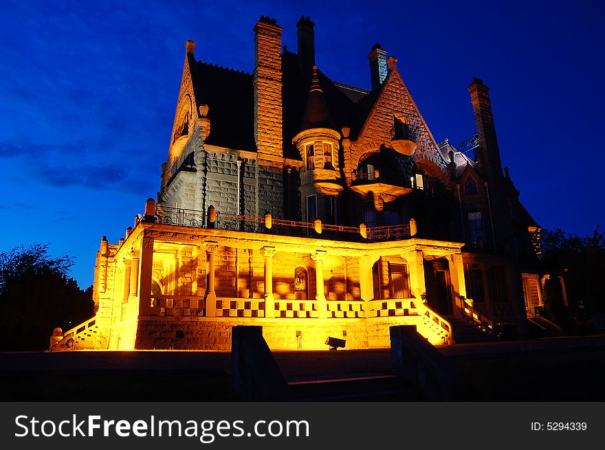 Night scene of castle in city victoria