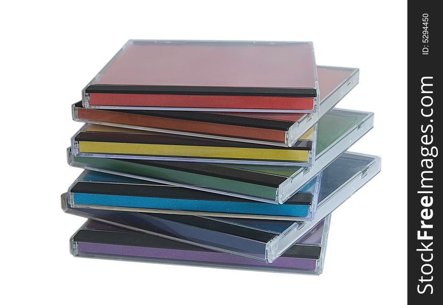 Many CD boxes with colour as rainbow