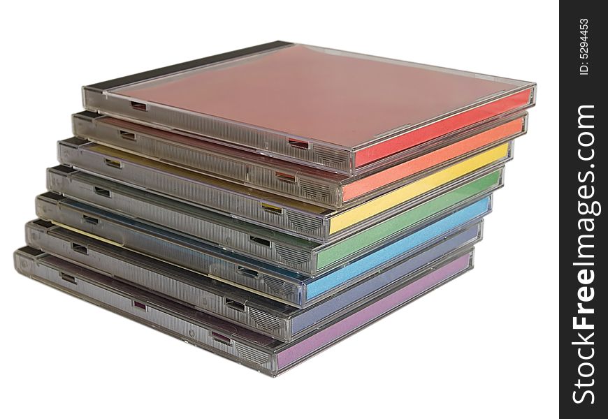 Many CD boxes with colour as rainbow