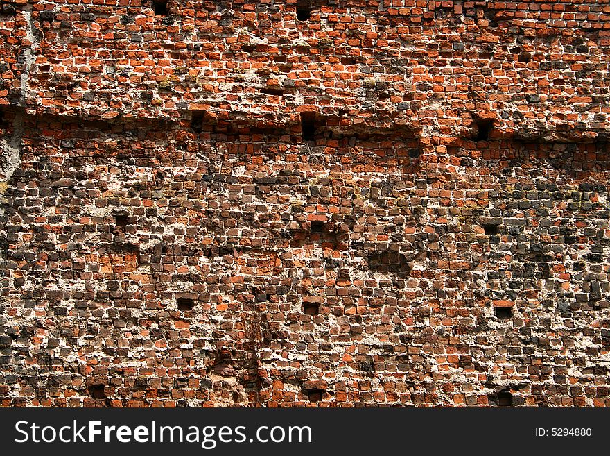 Old brick wall texture on sunlight