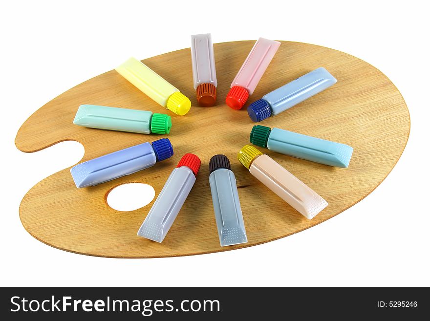 Paint buckets isolated on white background