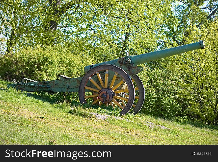 Old War Cannon On The Field