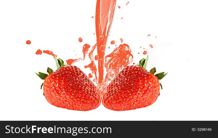 Fresh juicy strawberries isolated on white background