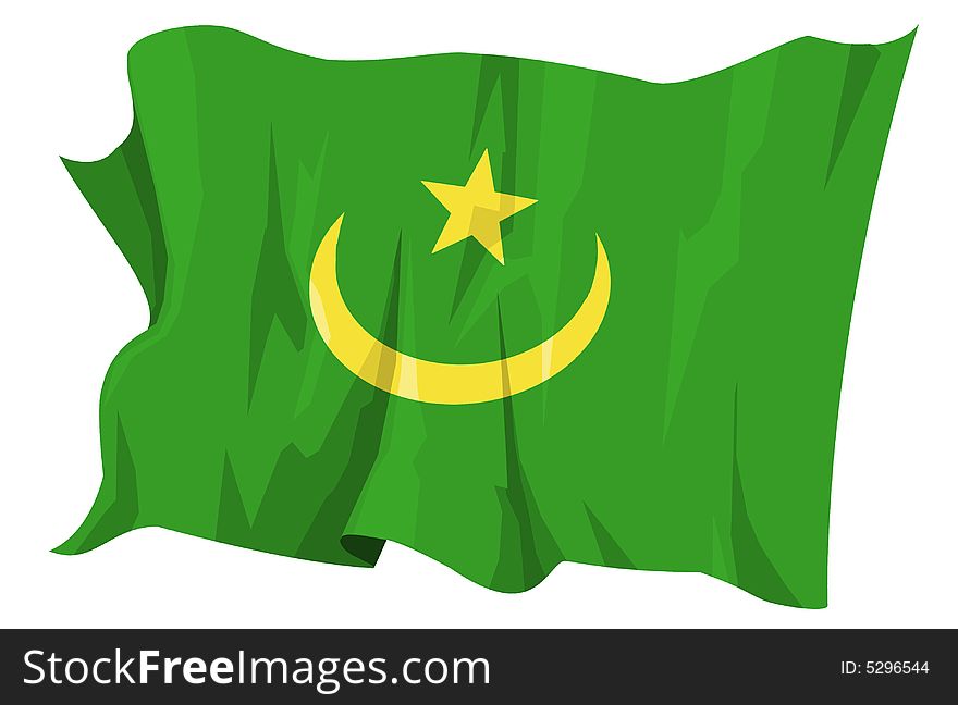 Computer generated illustration of the flag of Mauritania. Computer generated illustration of the flag of Mauritania
