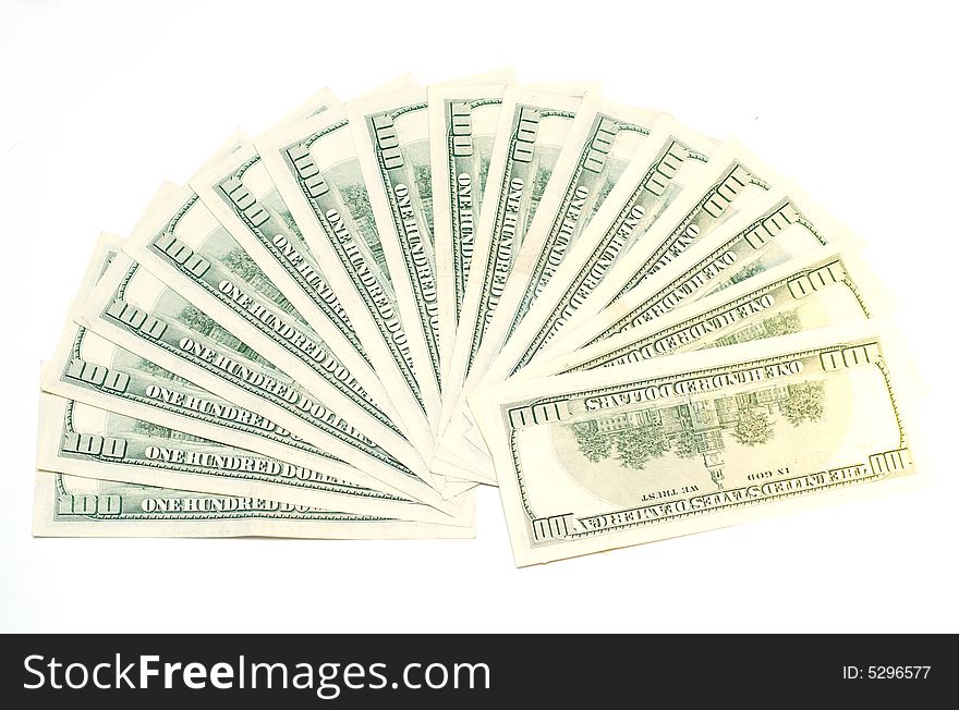 Dollars banknotes on a white background